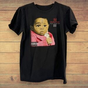 Lil Wayne Tha Carter III Graphic Rap Tee Black Hip Hop Shirt Medium
